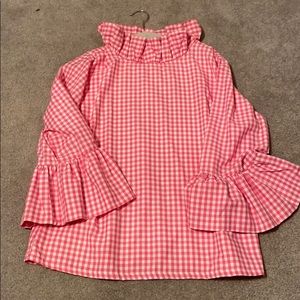 NWOT Elizabeth Wilson Designs pink gingham blouse